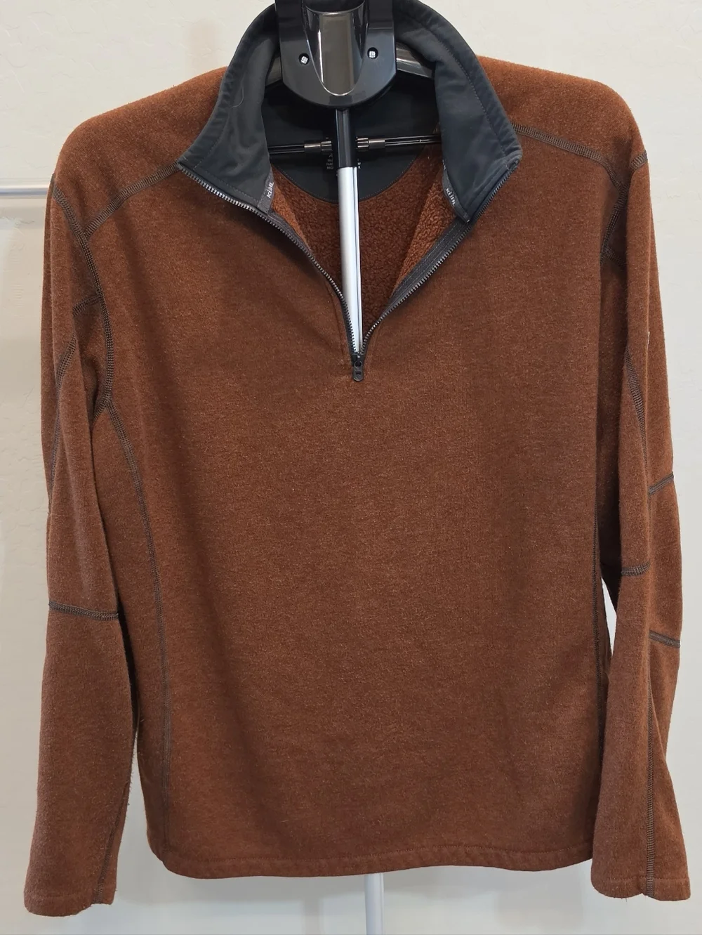 Kuhl Men's Zip-Neck Sweater in Rust Brown